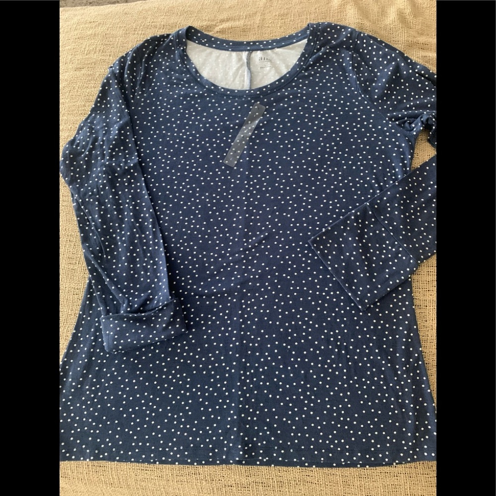 ANA Layering Tee NWOT Large Navy /white Polkadot